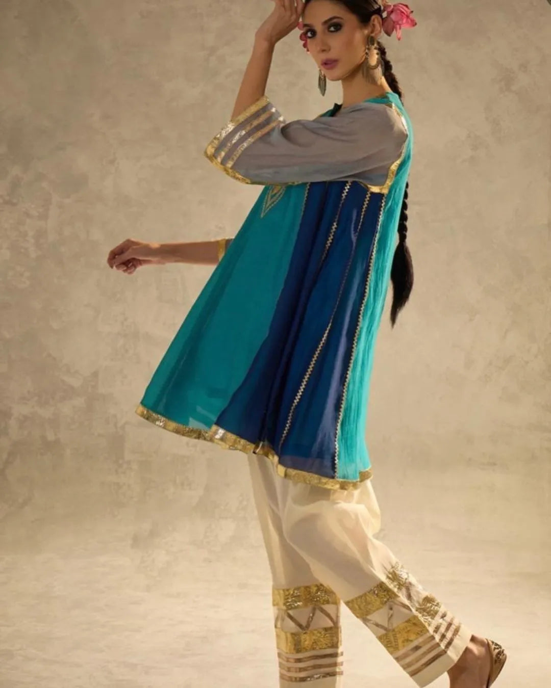 Cotton Palazzo Pants With Kurti Set