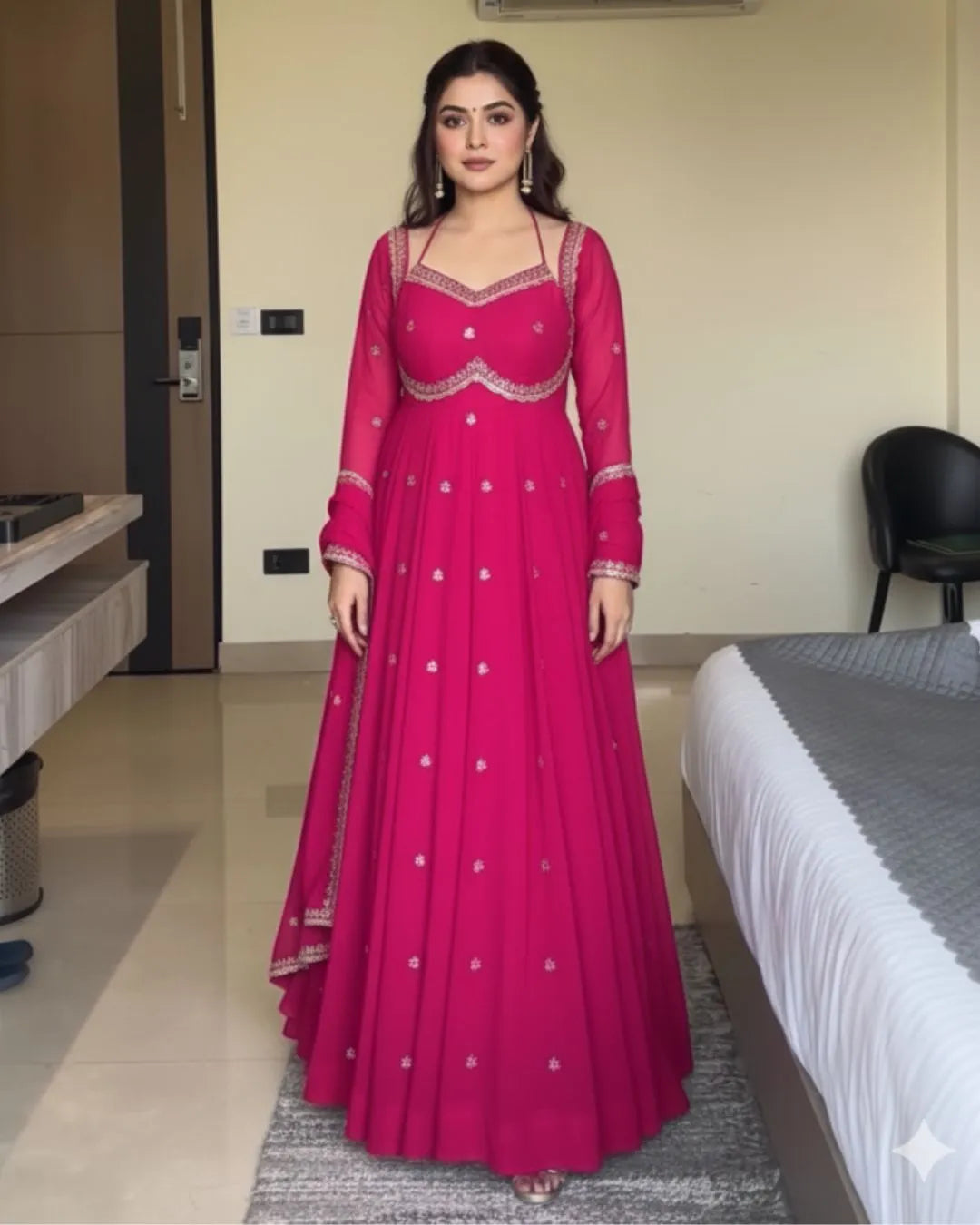 Party Wear Anarkali Dress With Dupatta Set