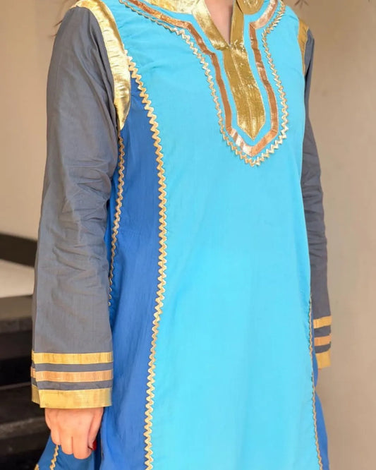 Cotton Palazzo Pants With Kurti Set