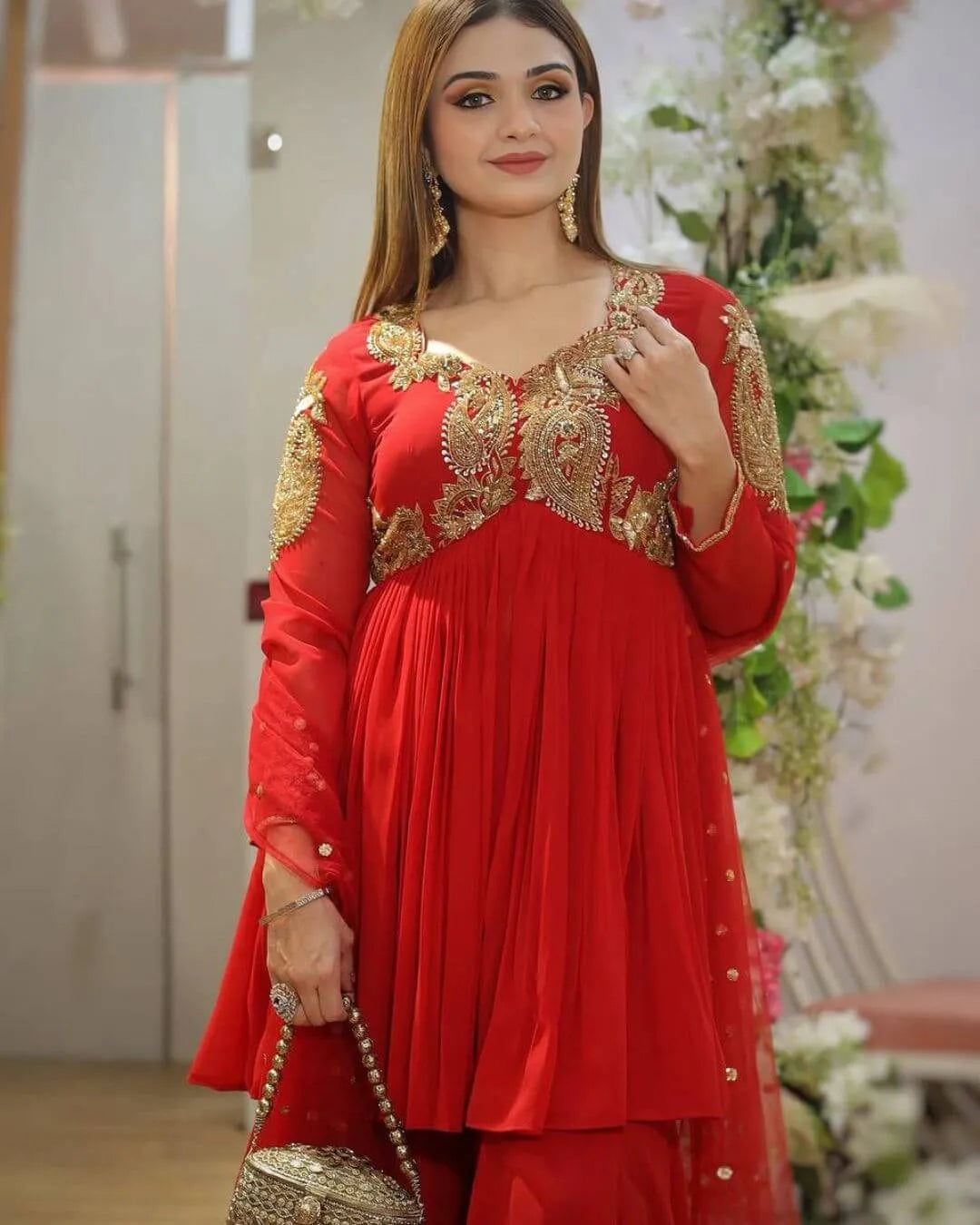Red Colour Sharara Suit Set