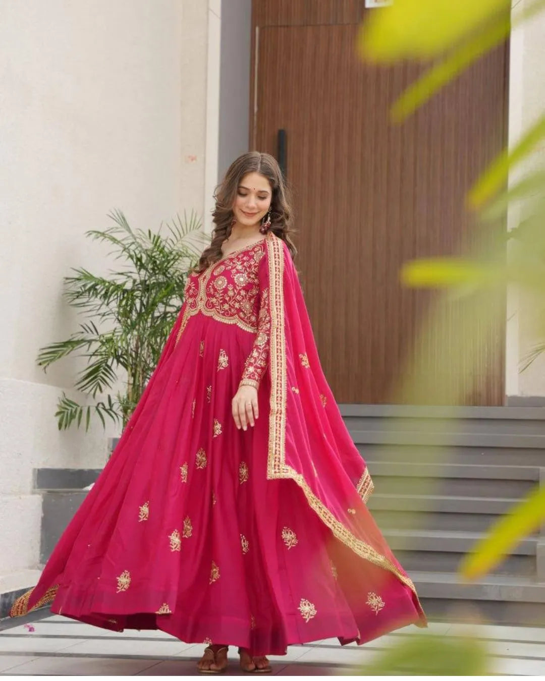 Elegant Magenta Embroidered Anarkali Suit with Dupatta