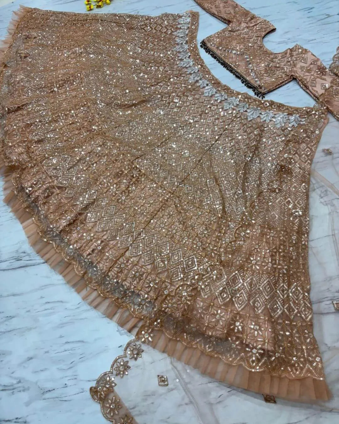Gold Colour Lehenga For Wedding