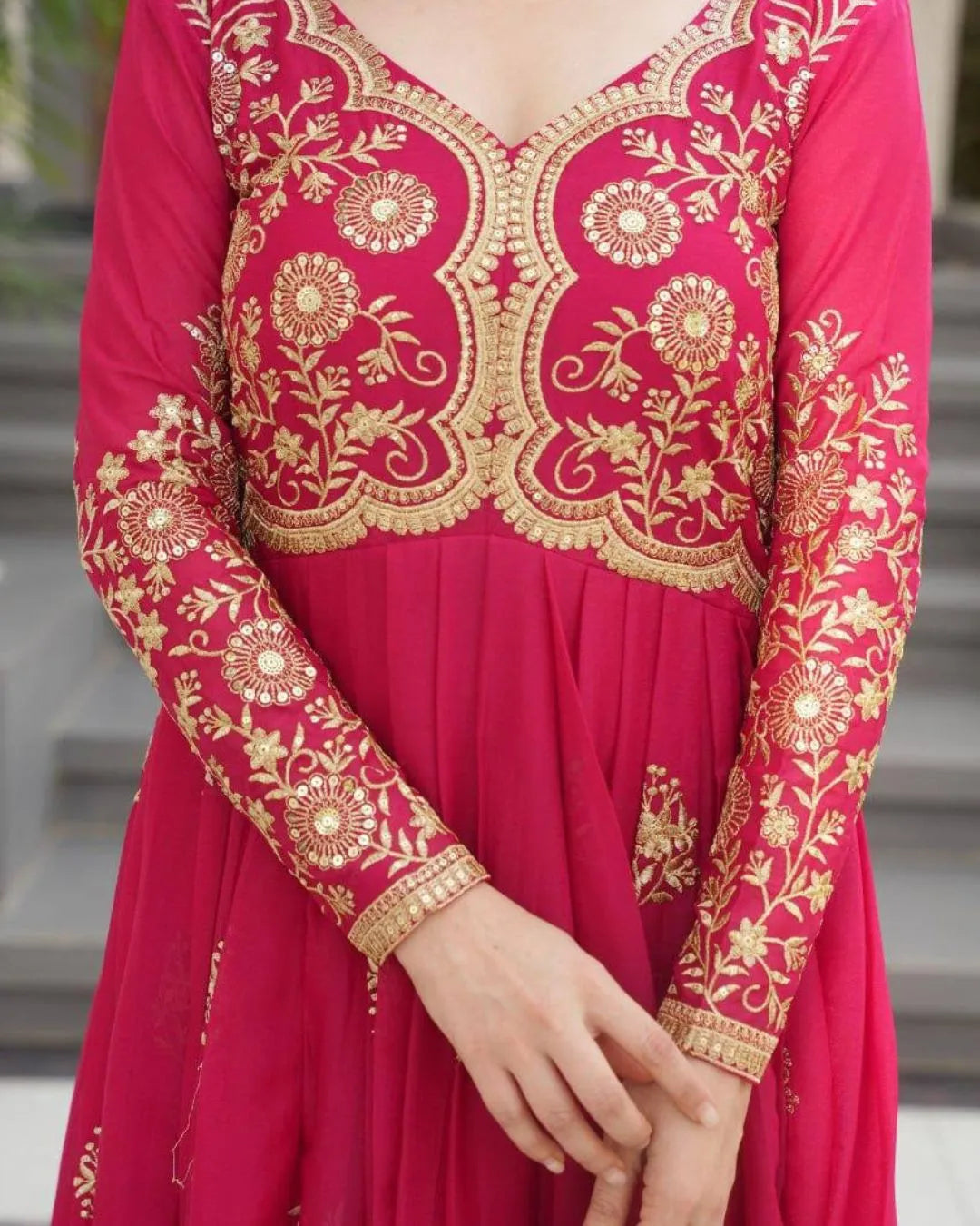 Elegant Magenta Embroidered Anarkali Suit with Dupatta