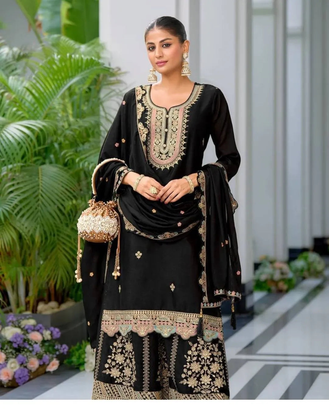 Pakistani Black Sharara Suit Front