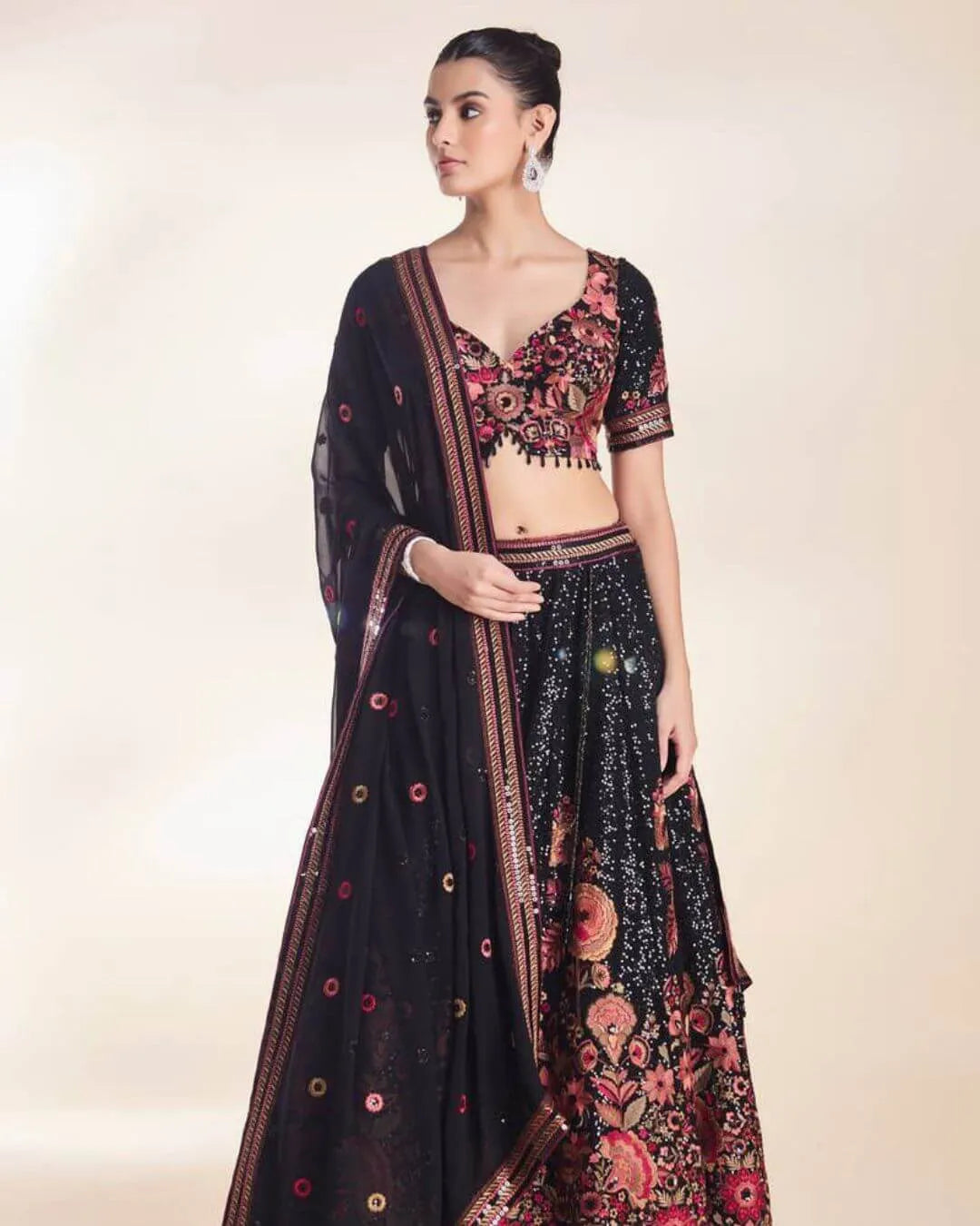 Black Sequin Lehenga For Wedding
