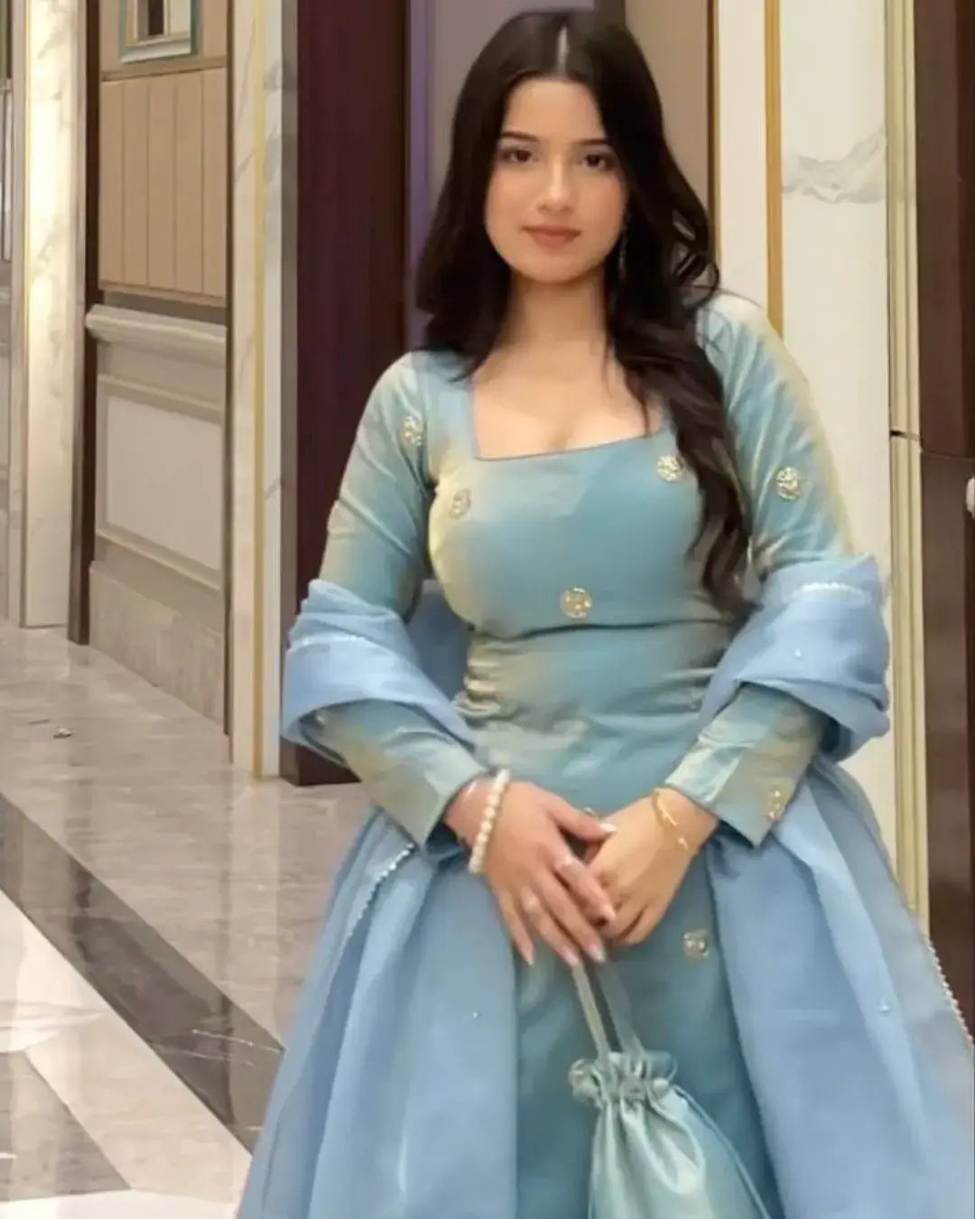 Fancy Party Wear Suit Set With Dupatta Front side