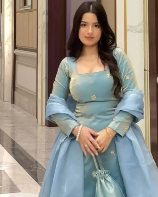 Fancy Party Wear Suit Set With Dupatta Front side