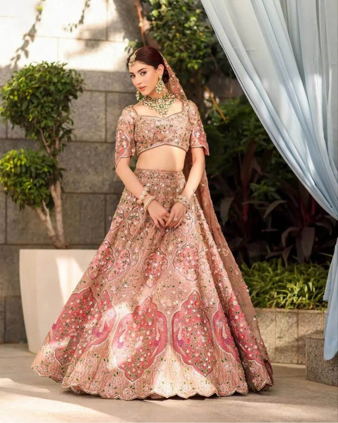 Blush Pink Colour Bridal lehenga