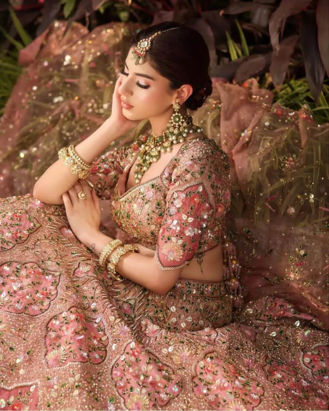 Blush Pink Colour Bridal lehenga