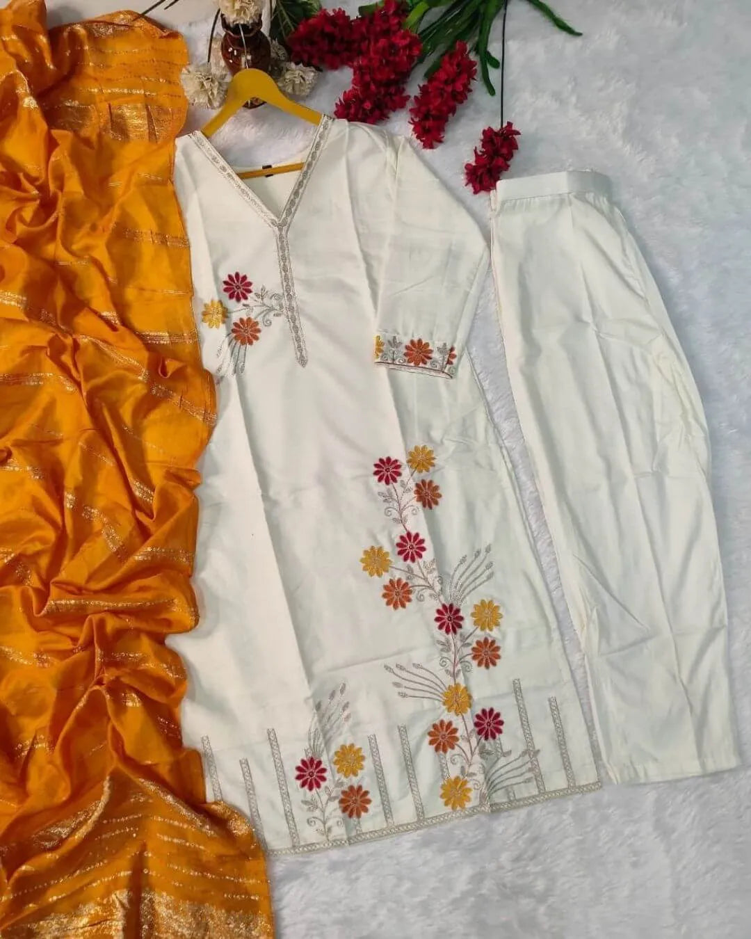 cotton silk salwar suit set with dupatta