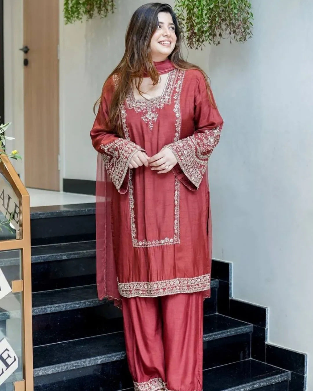 Party Wear Chiffon Salwar Suit Set With Dupatta