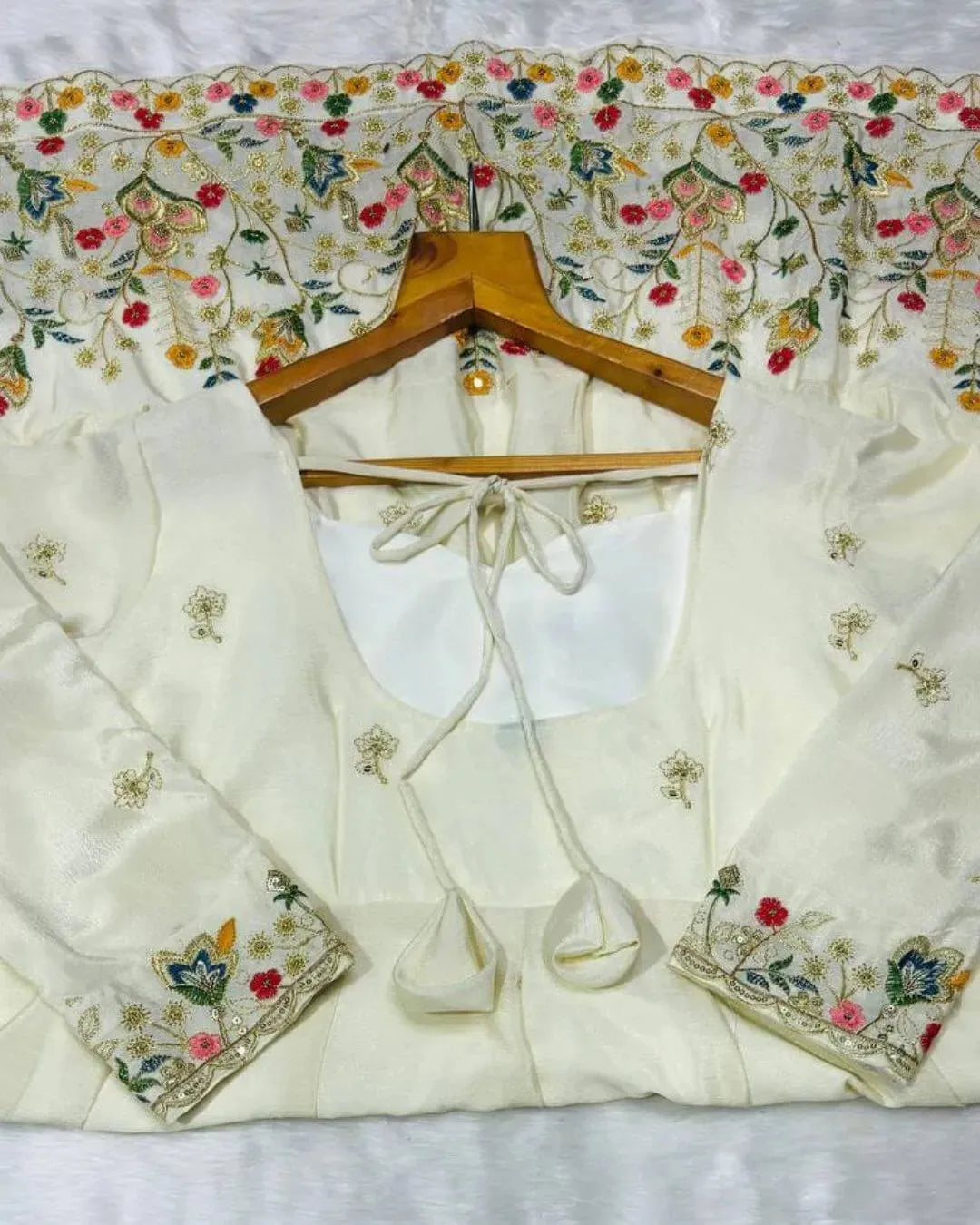 Silk Off White Anarkali Kurti Pant With Dupatta