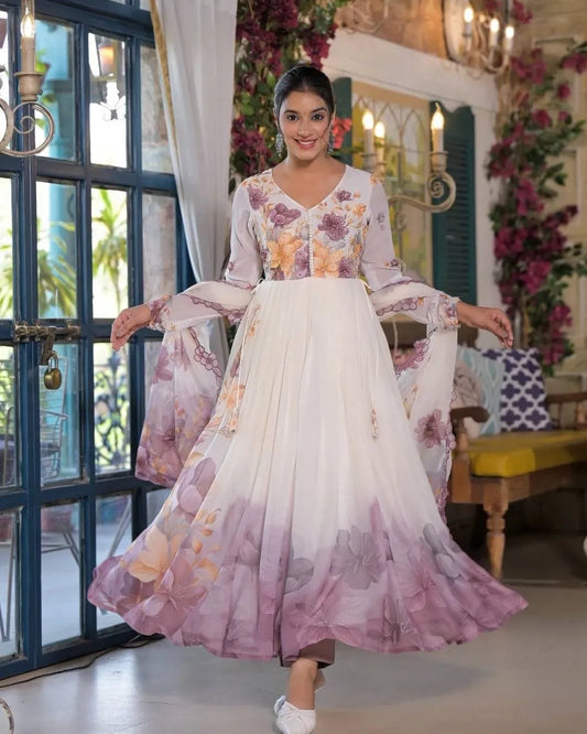 Organza Anarkali Suit Set With Dupatta