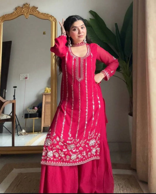 Heavy Sharara Suit With Dupatta Set