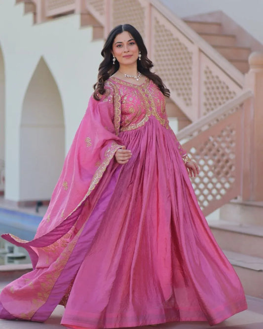 Full-Length Light Pink Anarkali Suit