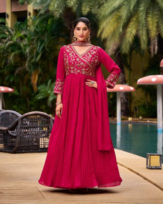 Floor Length Anarkali Gown With Dupatta