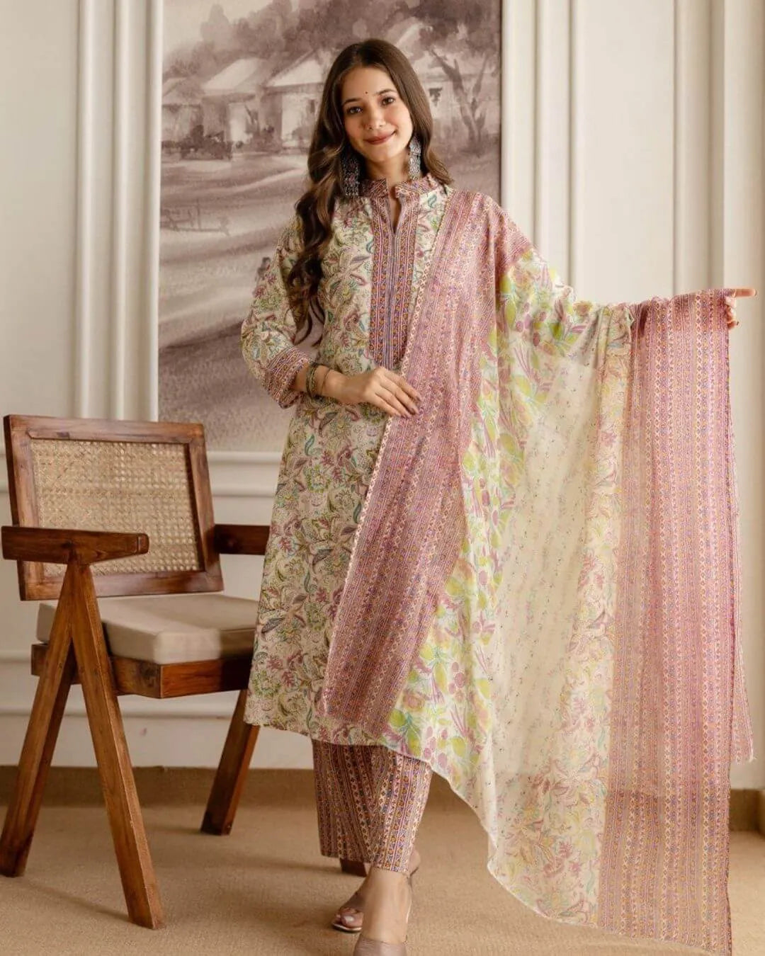 jaipuri printed cotton suit set