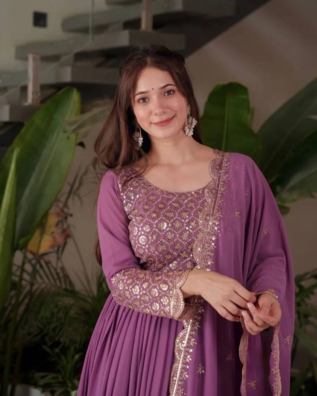 Lavender Sharara Suit With Dupatta Set