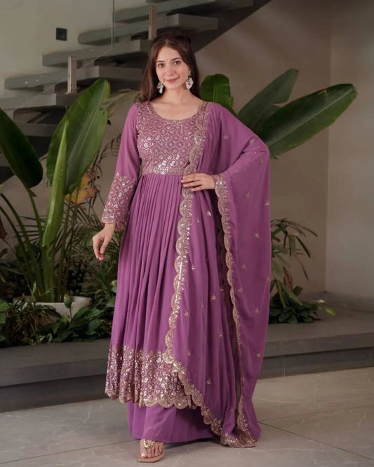 Lavender Sharara Suit With Dupatta Set