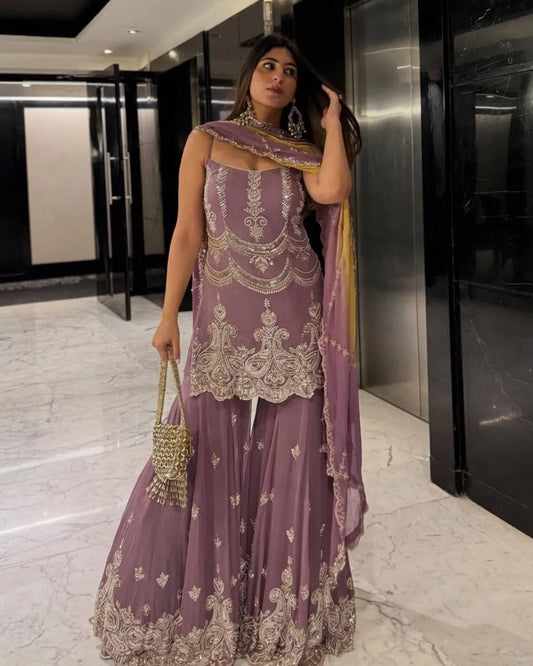 Sleeveless Sharara Suit Set Party Wear