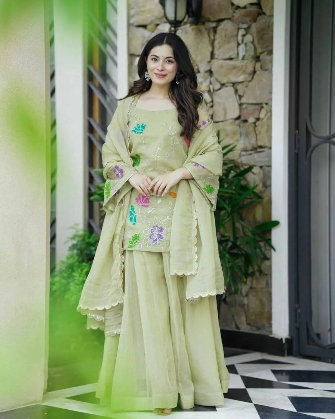 Mint Green Sharara Suit Set 