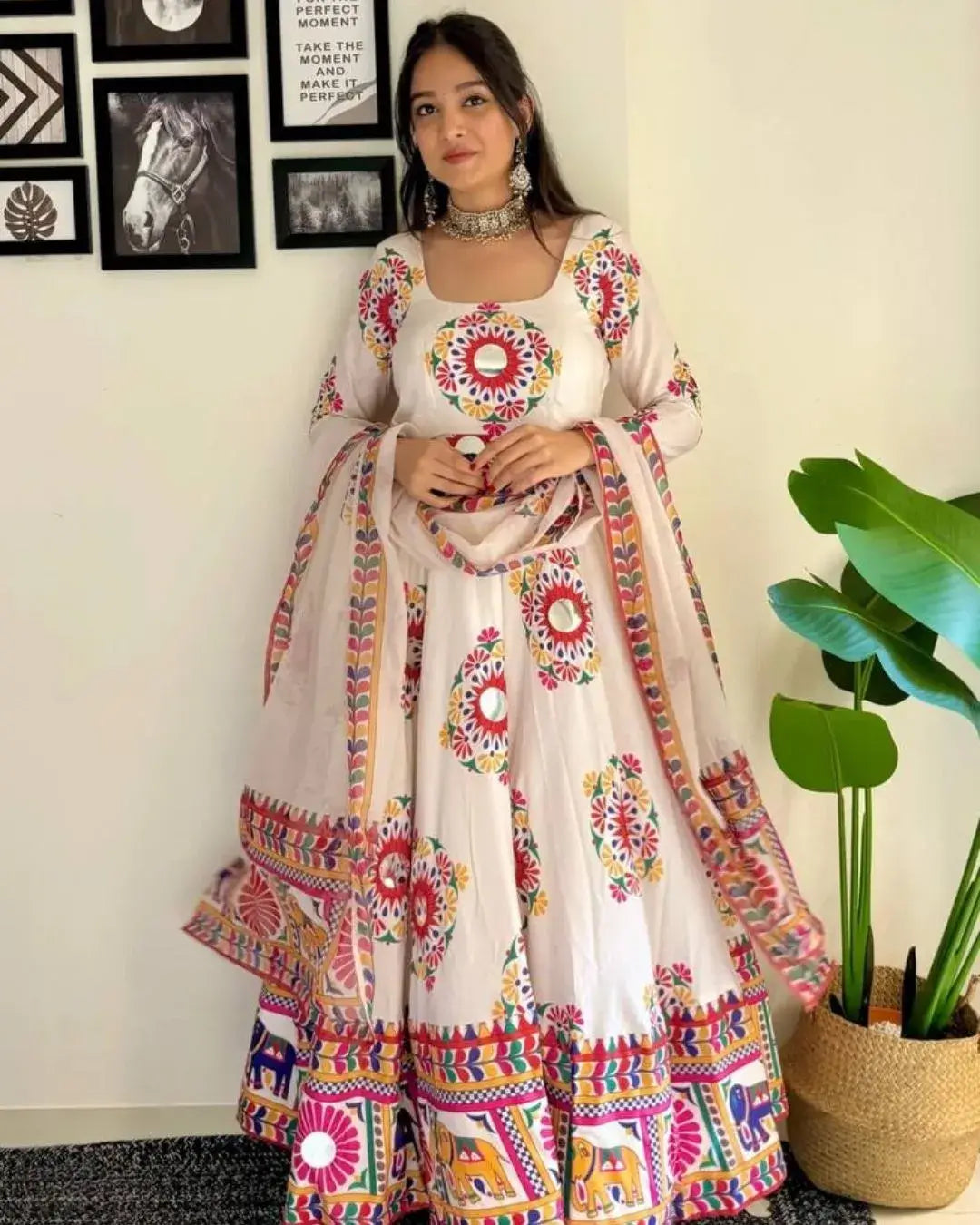 multicolor satin silk Anarkali suit