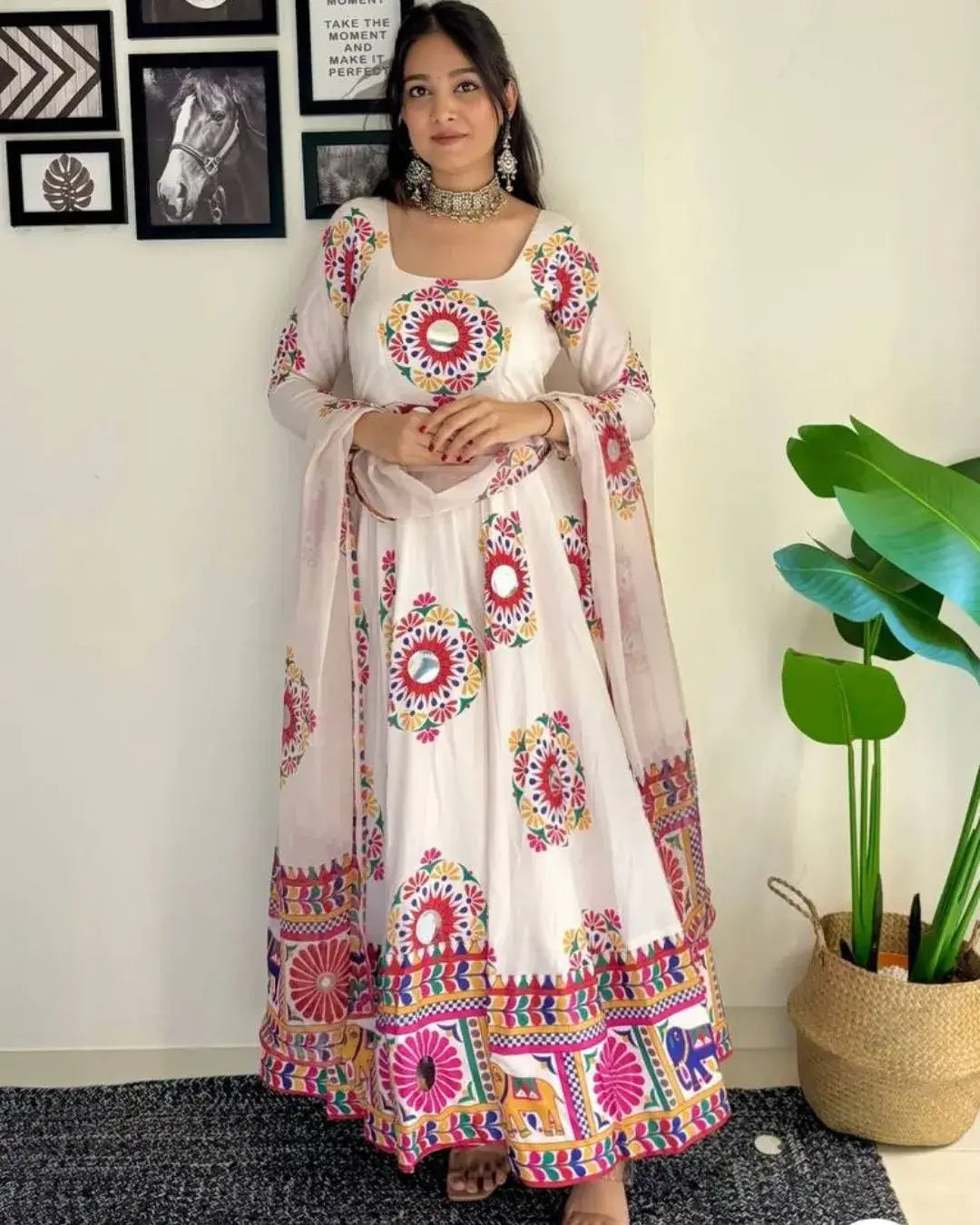 multicolor satin silk Anarkali suit