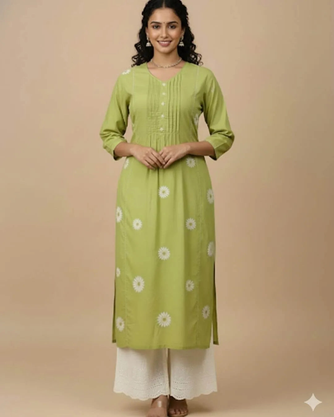 Green Colour Kurti Pant Dupatta Set