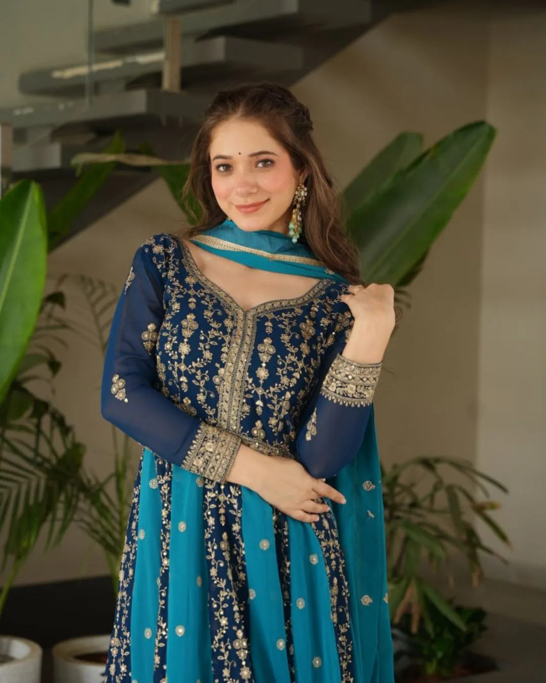 Party Wear Full Length Anarkali Suit Front