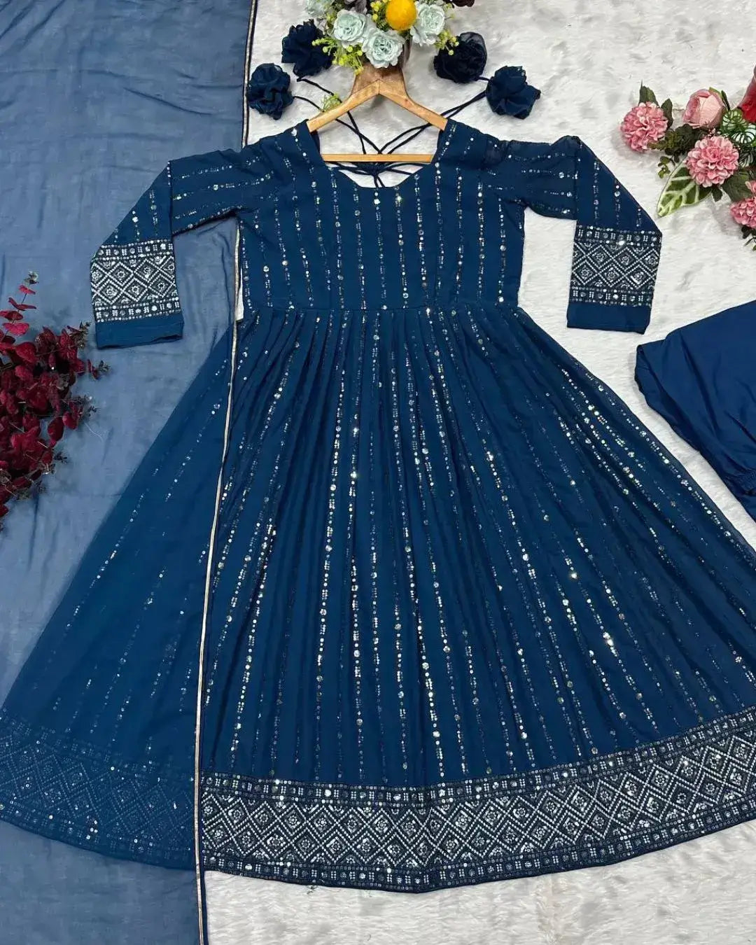 Party Wear Full Flared Anarkali Suit Set