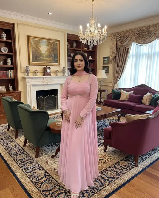 Hot Pink Colour Anarkali Suit Set With Dupatta