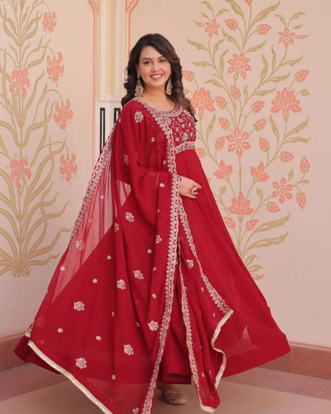 Purple Anarkali Gown With Dupatta Set