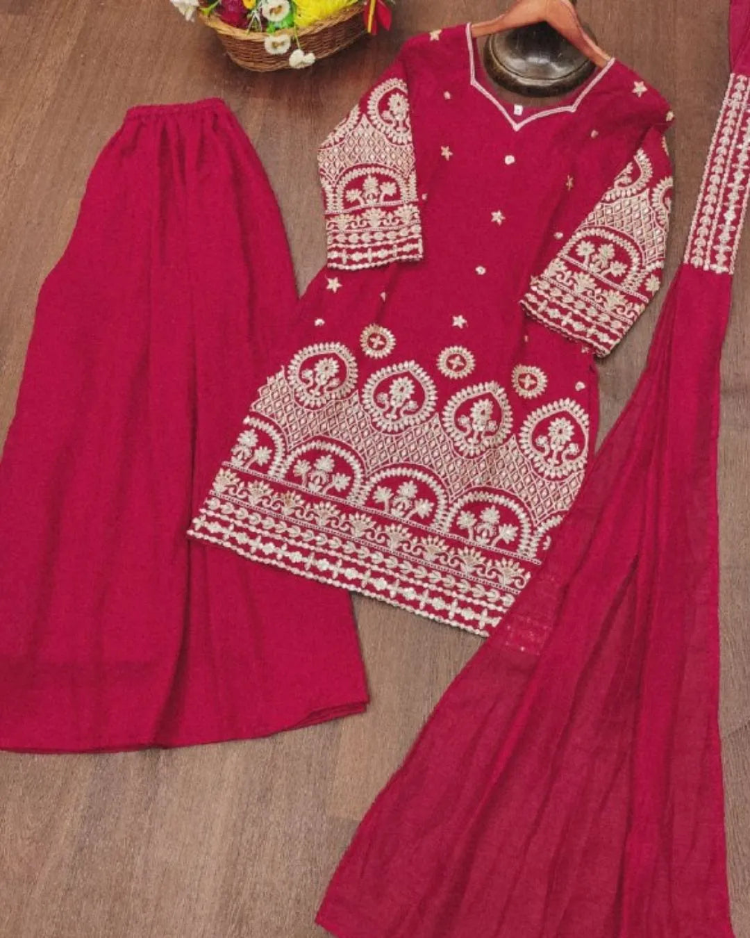 Red Colour Sharara Dress Suit Set
