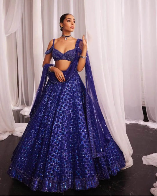 Royal Blue Colour Lehenga For Wedding