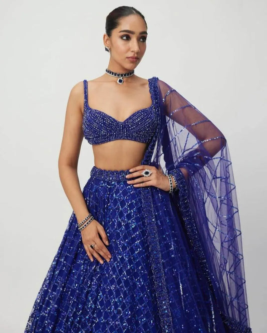 Royal Blue Colour Lehenga For Wedding
