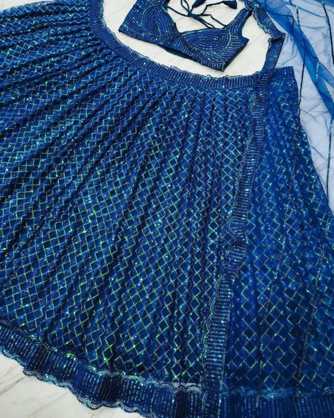 Royal Blue Colour Lehenga For Wedding
