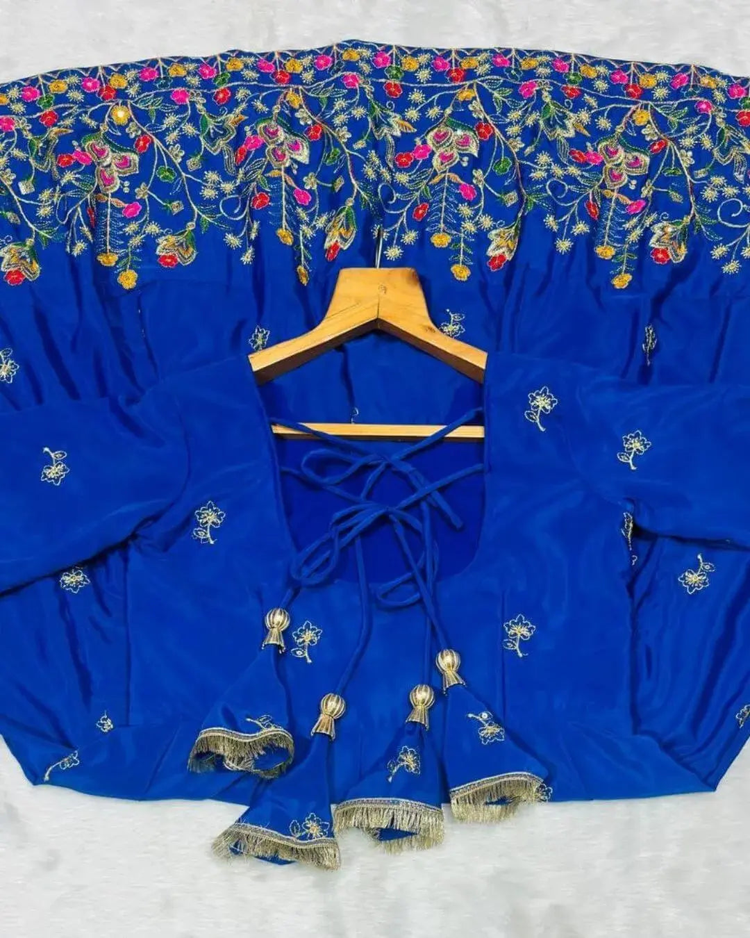 Silk Blue Anarkali Kurti Pant With Dupatta