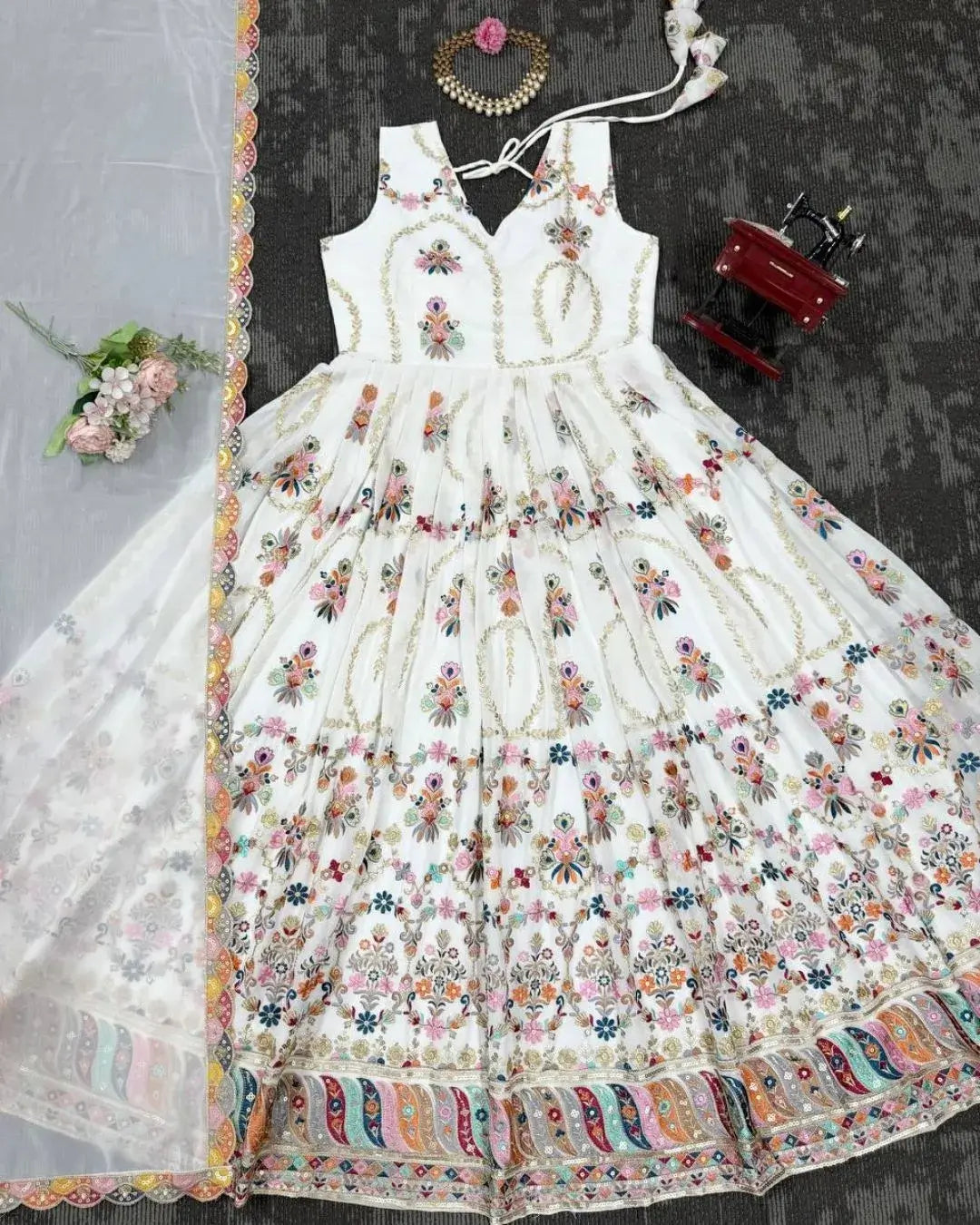 Faux Georgette Anarkali Suit Set