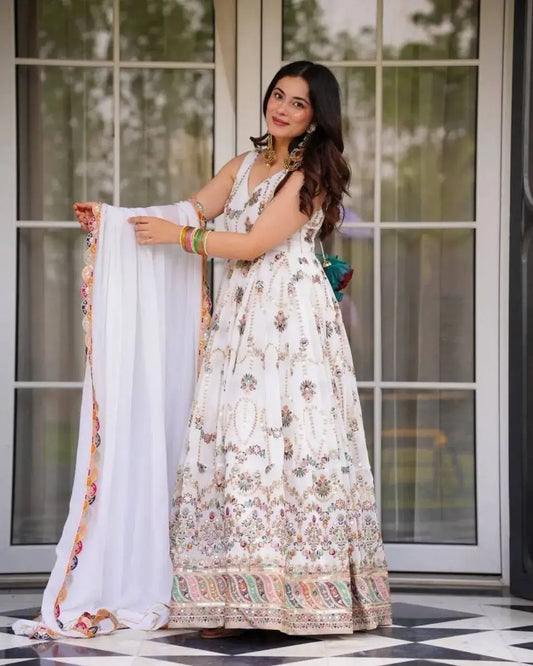 Faux Georgette Anarkali Suit Set