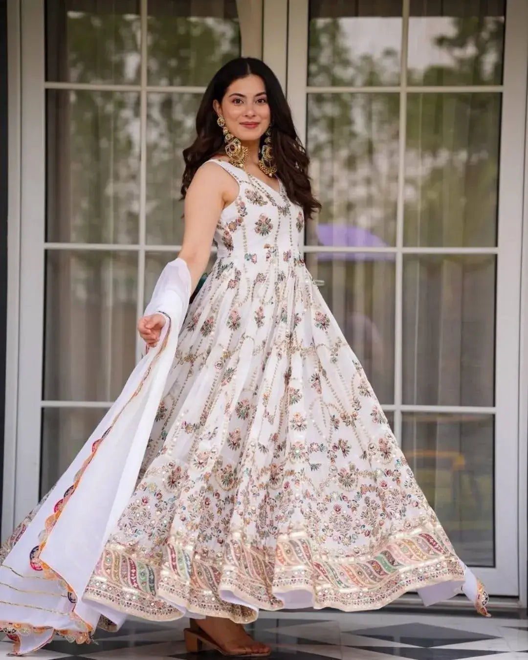 Faux Georgette Anarkali Suit Set