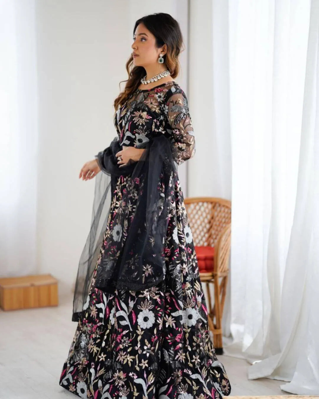 Black Net Lehenga For Wedding