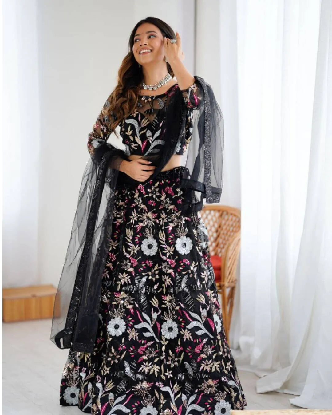Black Net Lehenga For Wedding