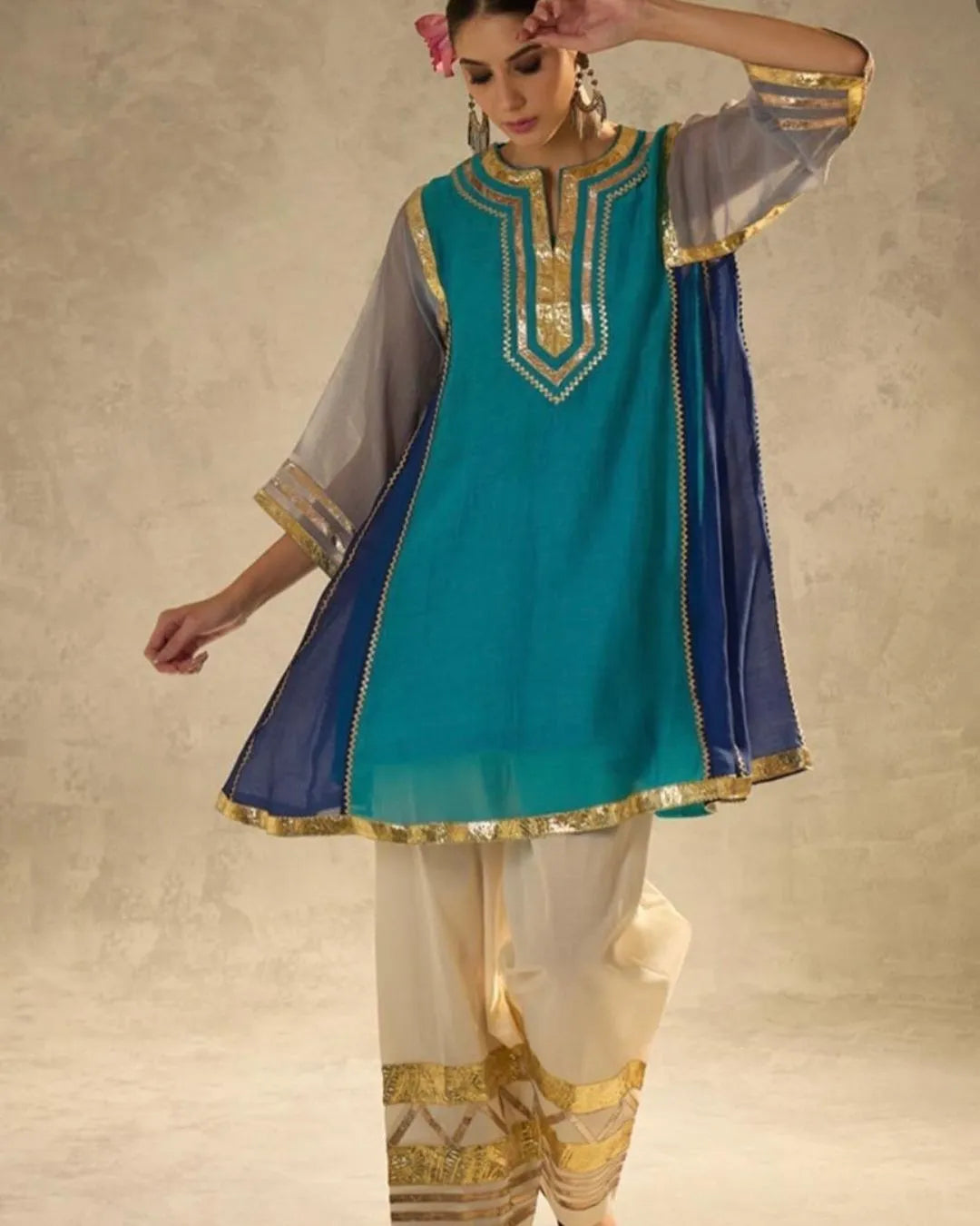 Cotton Palazzo Pants With Kurti Set
