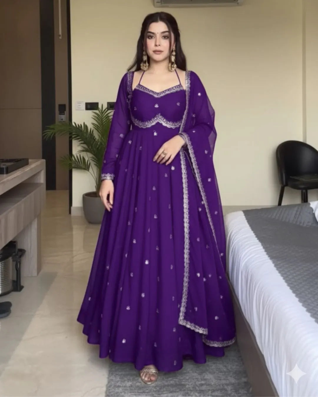 Party Wear Anarkali Dress With Dupatta Set