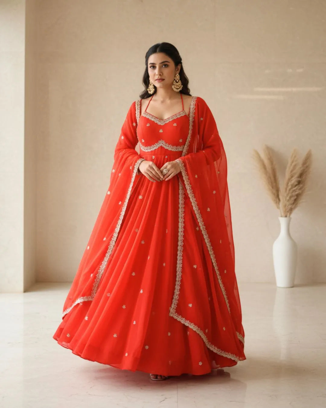 Party Wear Anarkali Dress With Dupatta Set