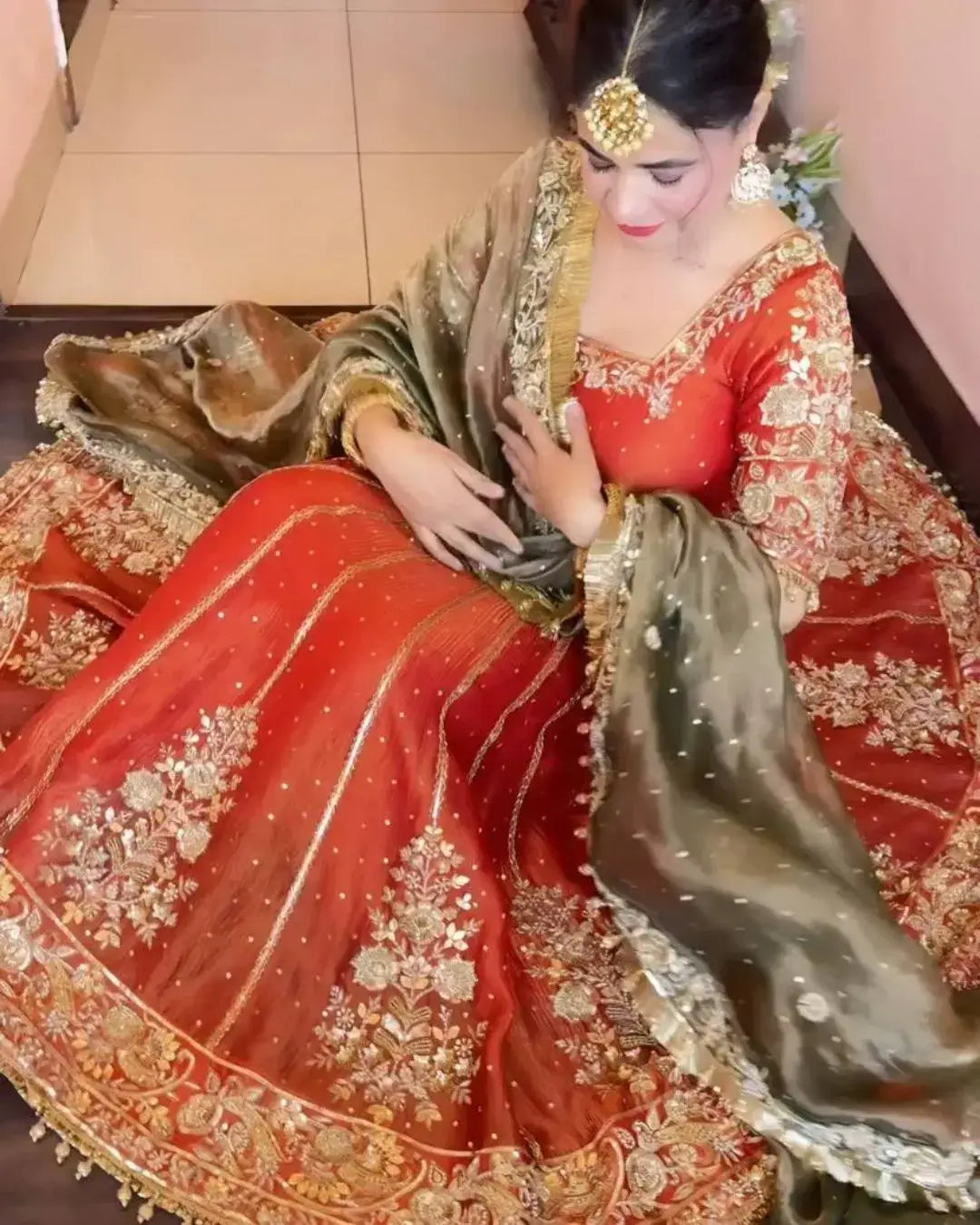 Party Wear Orange Colour Anarkali Suit Set
