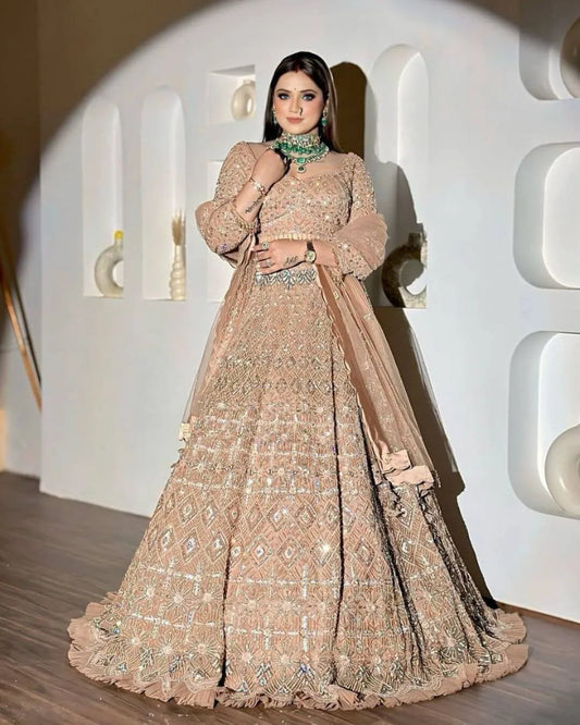 Gold Colour Lehenga For Wedding