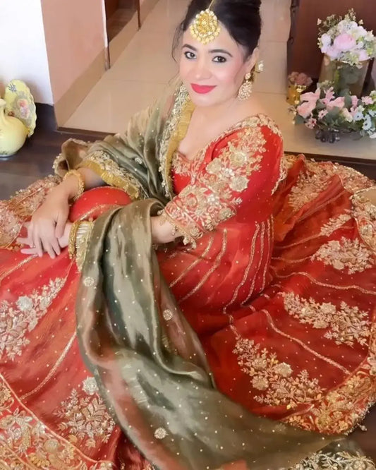 Party Wear Orange Colour Anarkali Suit Set