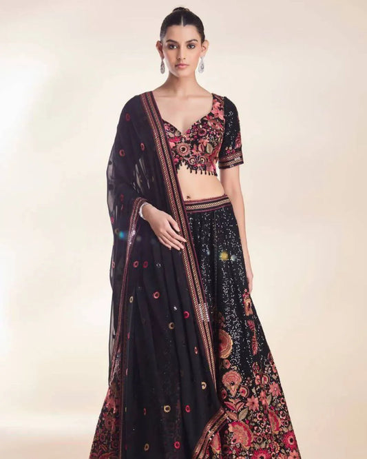 Black Sequin Lehenga For Wedding