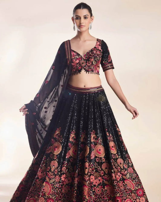 Black Sequin Lehenga For Wedding